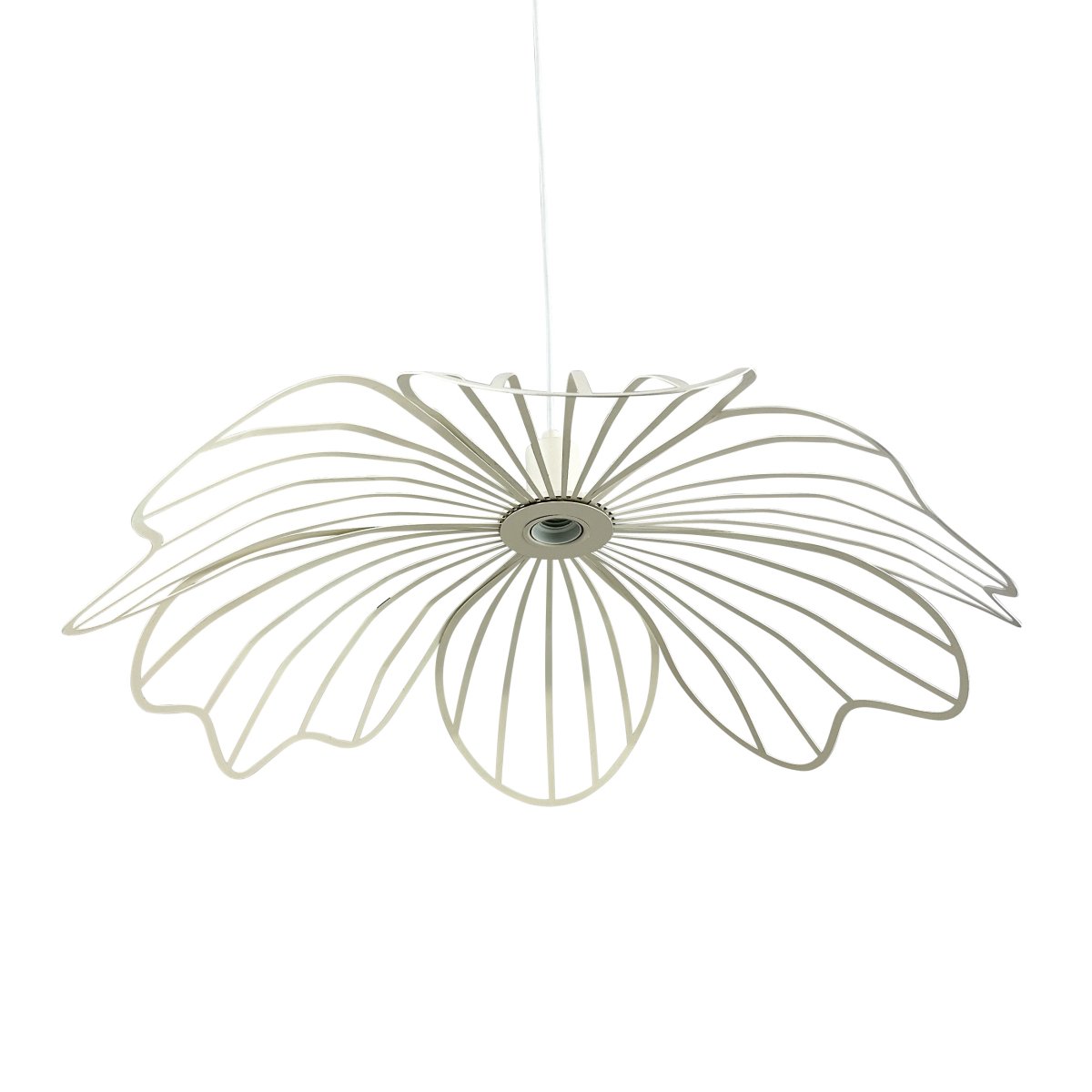 Blumen Ø60 Parelwit hanglamp Van Dyberg Larsen - Den sprider ett sofistikerat ljus och fungerar som en unik mittpunkt i hemmet, vare sig den h&auml;nger &ouml;ver matbordet, i vardagsrummet eller i entr&eacute;n.