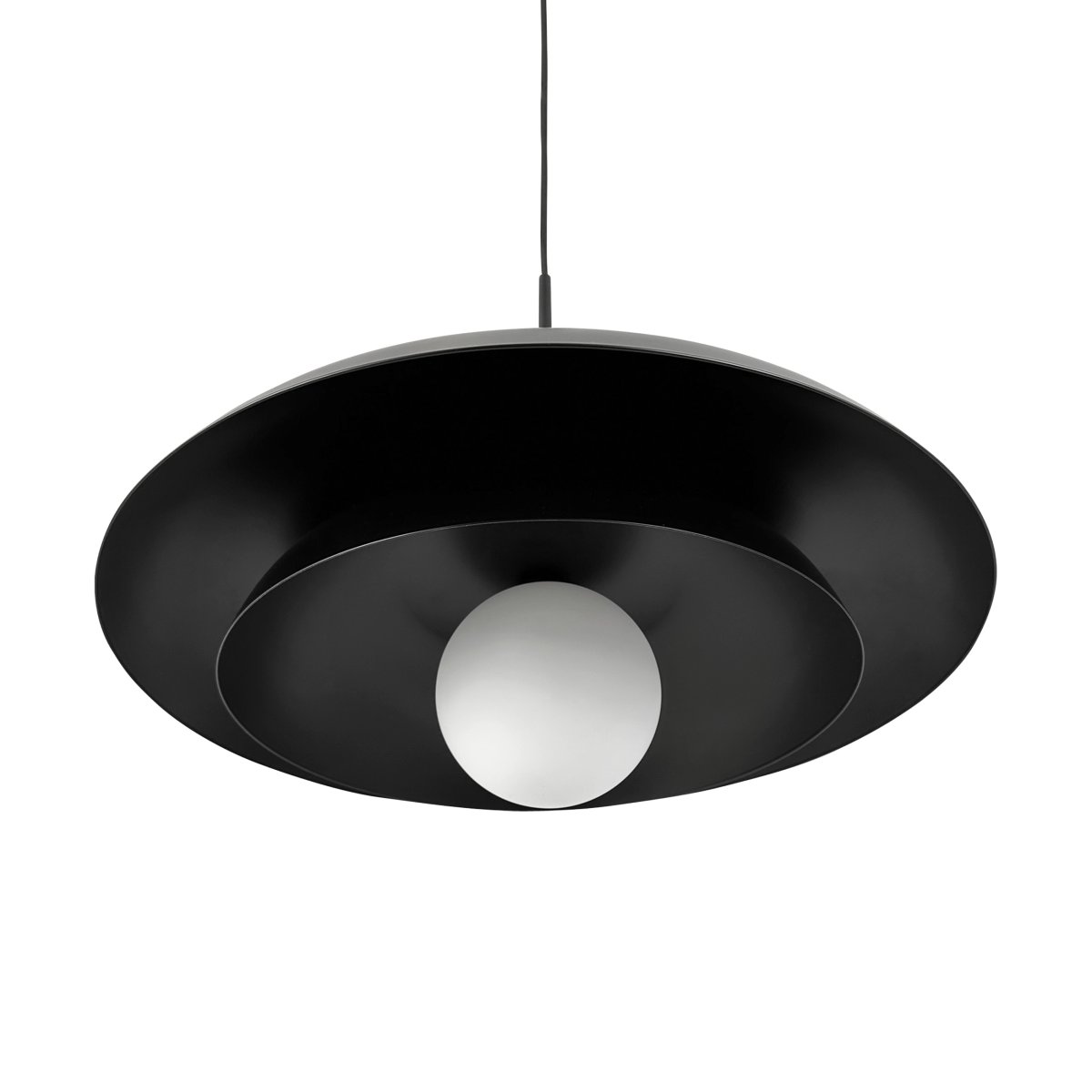 Ava Ø44 Zwart hanglamp Van Dyberg Larsen - De Ava hanglamp in zwart metaal met een glazen koepel combineert een moderne look met tijdloos design.