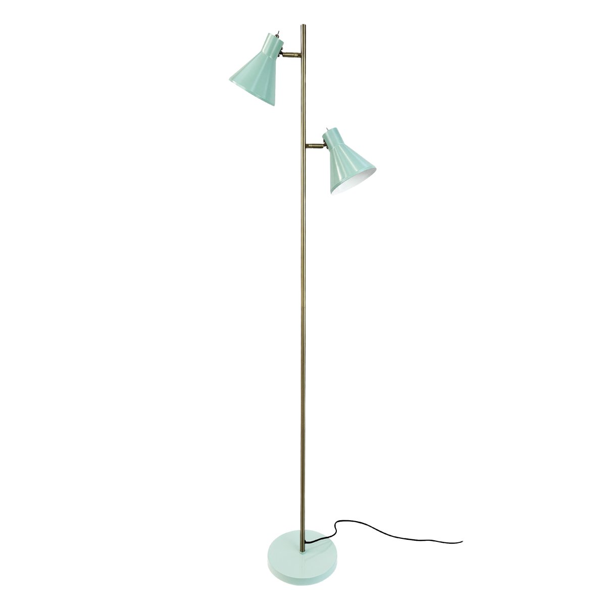 Sleep Glanzende munt vloerlamp Van Dyberg Larsen - De mintgroene kleur geeft de lamp een retro-look, terwijl de antieke messing details een elegante toets toevoegen.