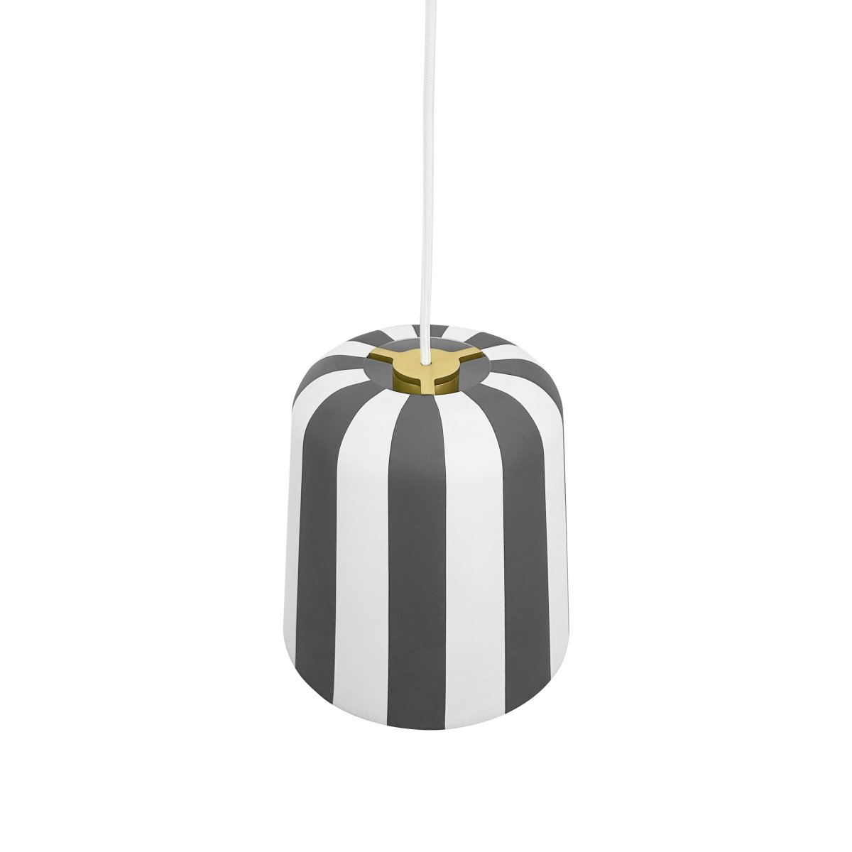 Gry Ø20 Grijs hanglamp Van Dyberg Larsen - Genom att ta igenk&auml;nnbara m&ouml;nster och s&auml;tta dem i en ny kontext ville hon skapa en lampa som f&aring;r m&auml;nniskor att le och ger en unik visuell upplevelse.