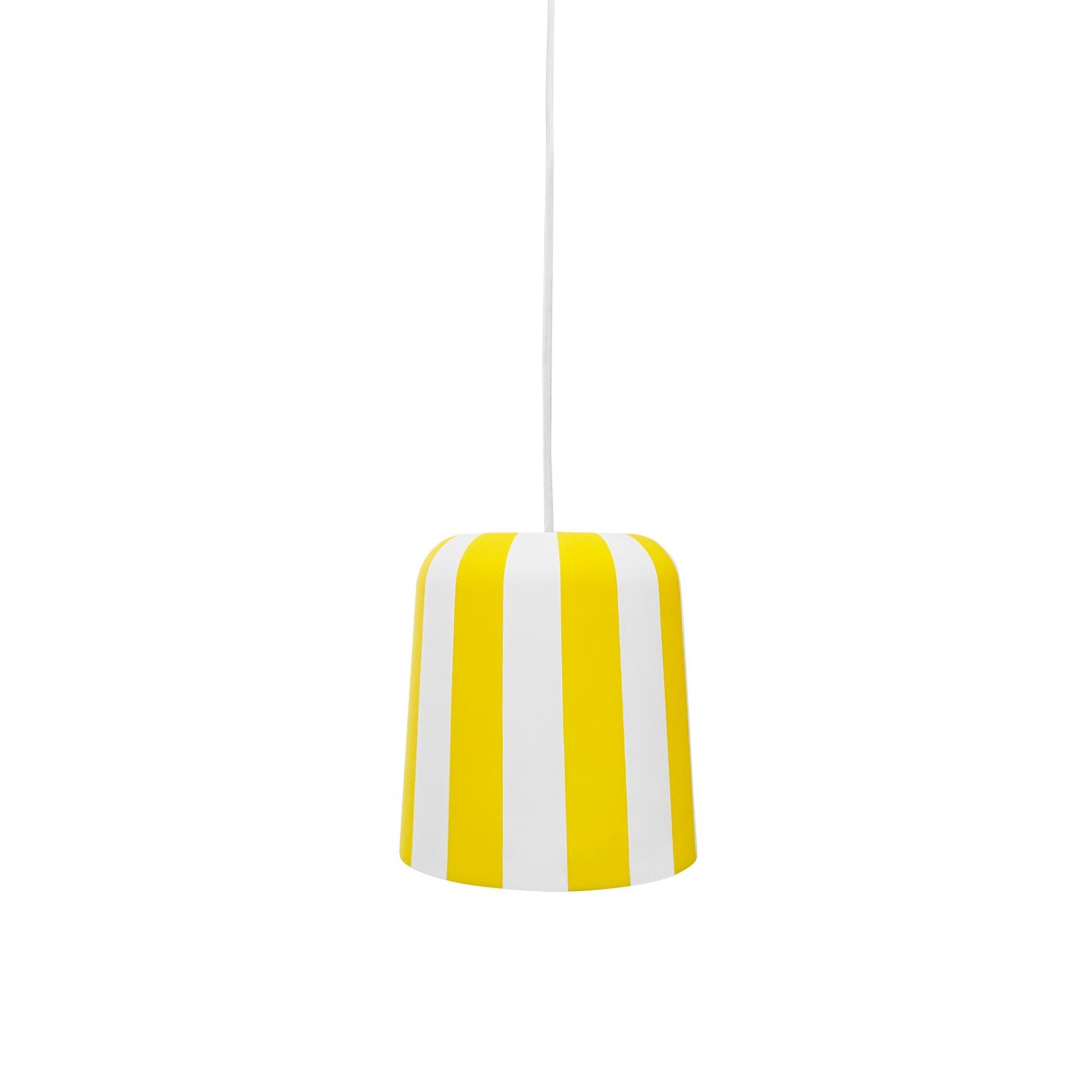 Gry Ø20 Geel hanglamp Van Dyberg Larsen - Genom att ta igenk&auml;nnbara m&ouml;nster och s&auml;tta dem i en ny kontext ville hon skapa en lampa som f&aring;r m&auml;nniskor att le och ger en unik visuell upplevelse.