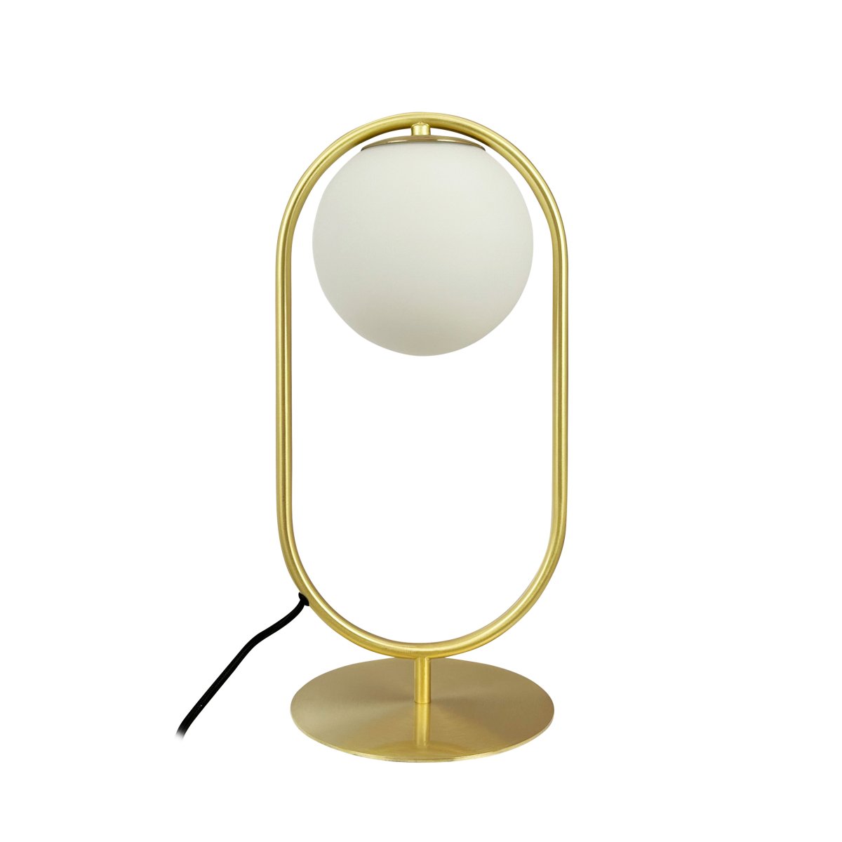 Reims 40cm Messing/wit tafellamp Van Dyberg Larsen - Met een 1,6 meter lang zwart stoffen snoer en een praktische aan-/uitschakelaar is Reims zowel stijlvol als functioneel.