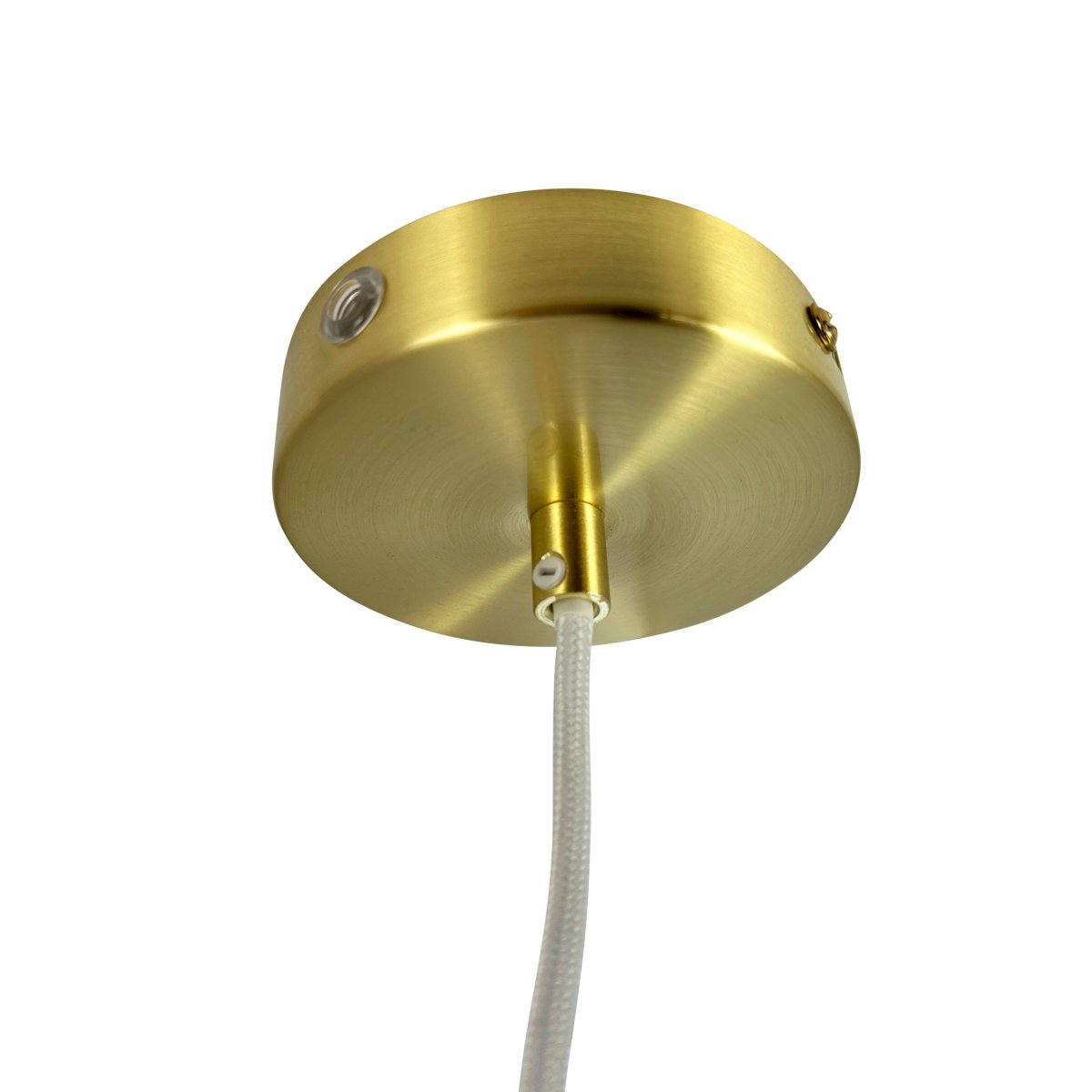 DL20 Ø50 Messing hanglamp Van Dyberg Larsen - De DL20-kroonluchter combineert een klassieke messing afwerking met prachtige opaalglazen kappen, waardoor een tijdloze en luxueuze sfeer in uw ruimte ontstaat.
