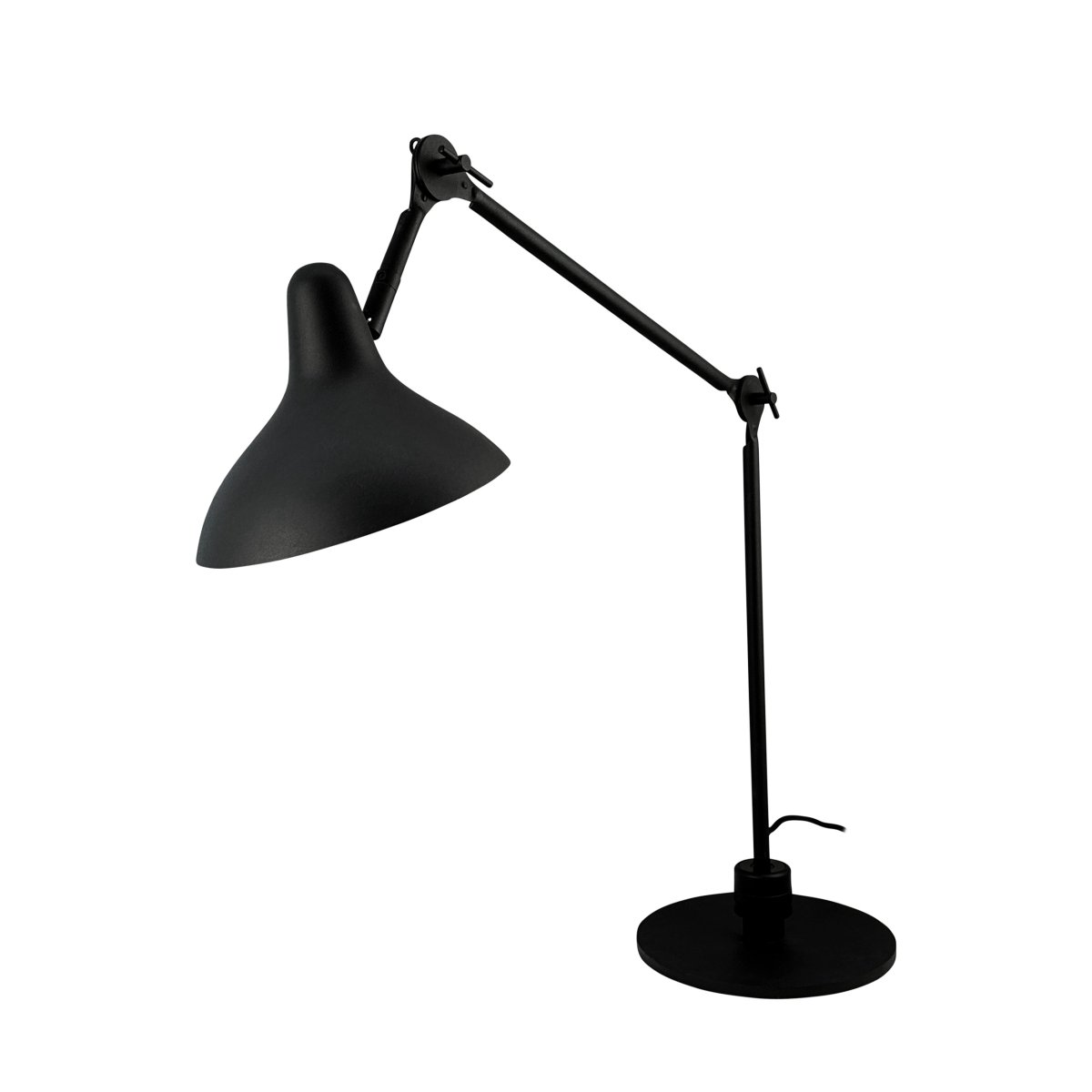Lotus 85cm Zwart bureaulamp Van Dyberg Larsen - De matte zwarte afwerking geeft de lamp een moderne en verfijnde uitstraling, terwijl de stevige voet voor stabiliteit zorgt.