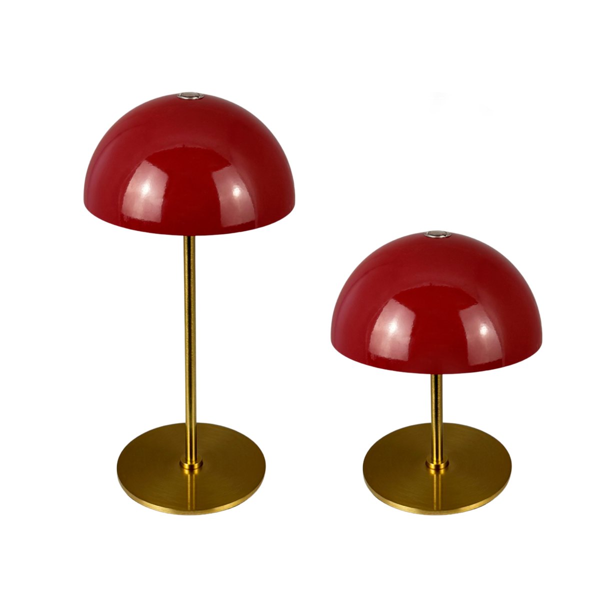 Along set 20cm ROOD Draagbare Van Dyberg Larsen - De lampen zijn voorzien van ge&iuml;ntegreerde LED-verlichting en drie dimbare lichtniveaus die eenvoudig aan te passen zijn via de aanraakdimmer aan de bovenkant.