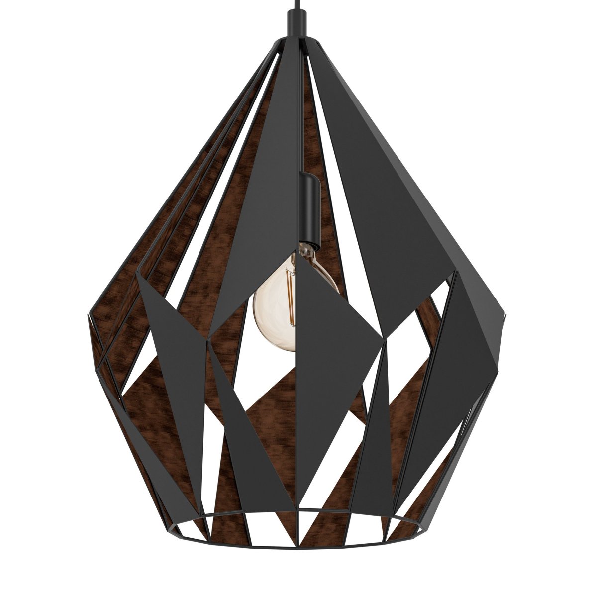 Carlton Ø38 Zwart hanglamp Van Eglo - De zwarte buitenkant is gecombineerd met een koperkleurige binnenkant die zorgt voor een warm en sfeervol licht.