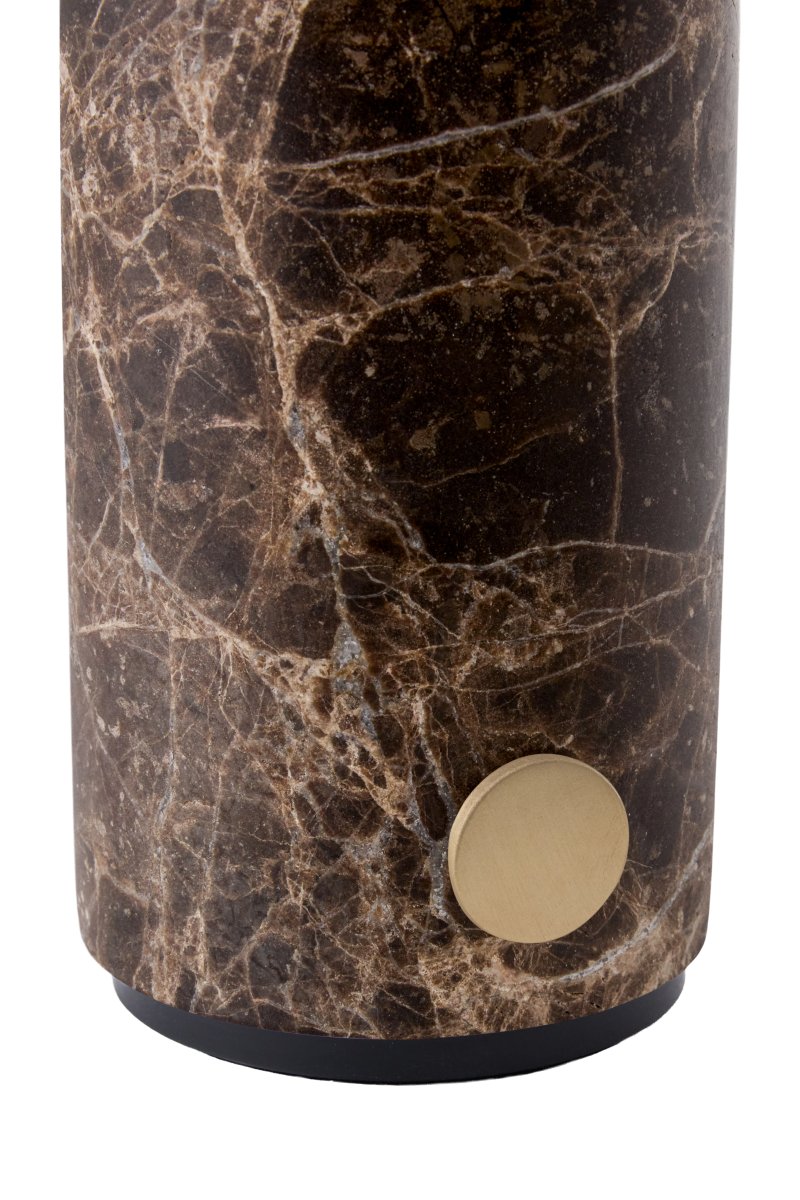 Torrano 28cm Bruin marmer Draagbare Van Globen Lighting - De lamp heeft een discrete metalen knop op de voet en kan in drie stappen worden gedimd om de juiste sfeer te cre&euml;ren.