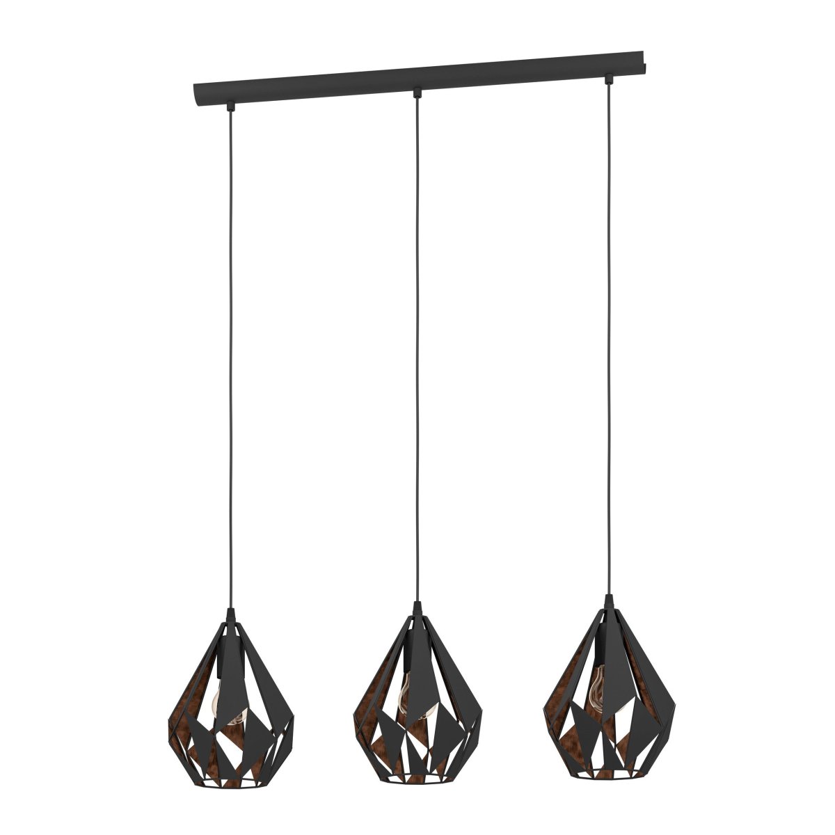 Carlton 80cm Zwart hanglamp Van Eglo - De zwarte buitenkant is gecombineerd met een koperkleurige binnenkant die zorgt voor een warm en sfeervol licht.