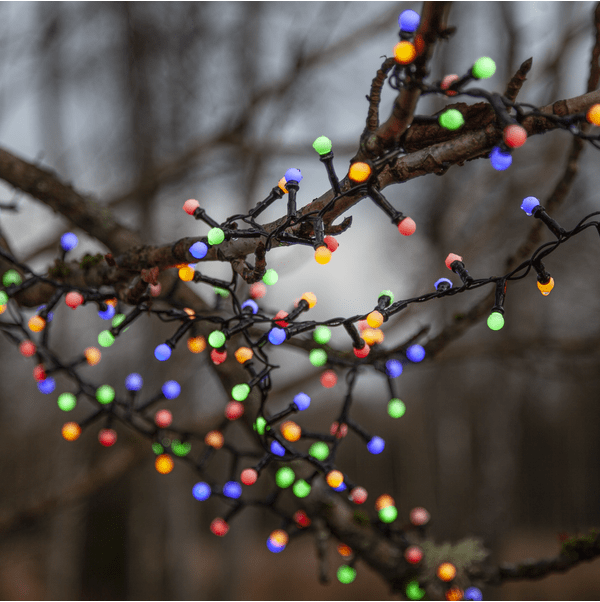 Lichtsnoer Berry 14m Veelkleurig Van Star Trading - Buitenverlichtingssnoer met 700 LED-lampjes in meerdere kleuren, met een 8-functie schakelkast in de transformator.