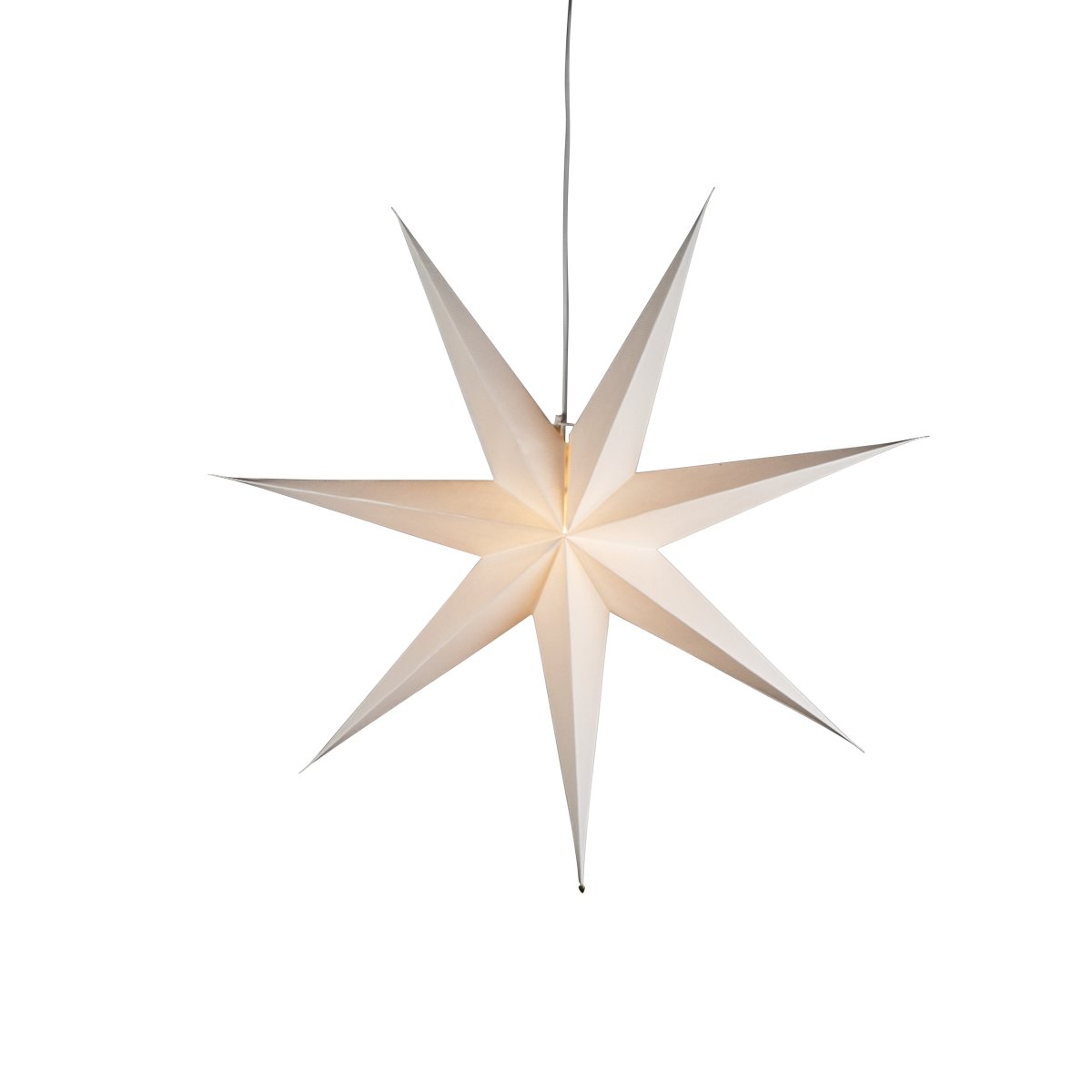 Papieren Ster Ø78 Wit Van Konstsmide - Met zijn zeven punten en een royale diameter van 78 cm is het een prachtige blikvanger voor het raam of als hanglamp in de kamer.