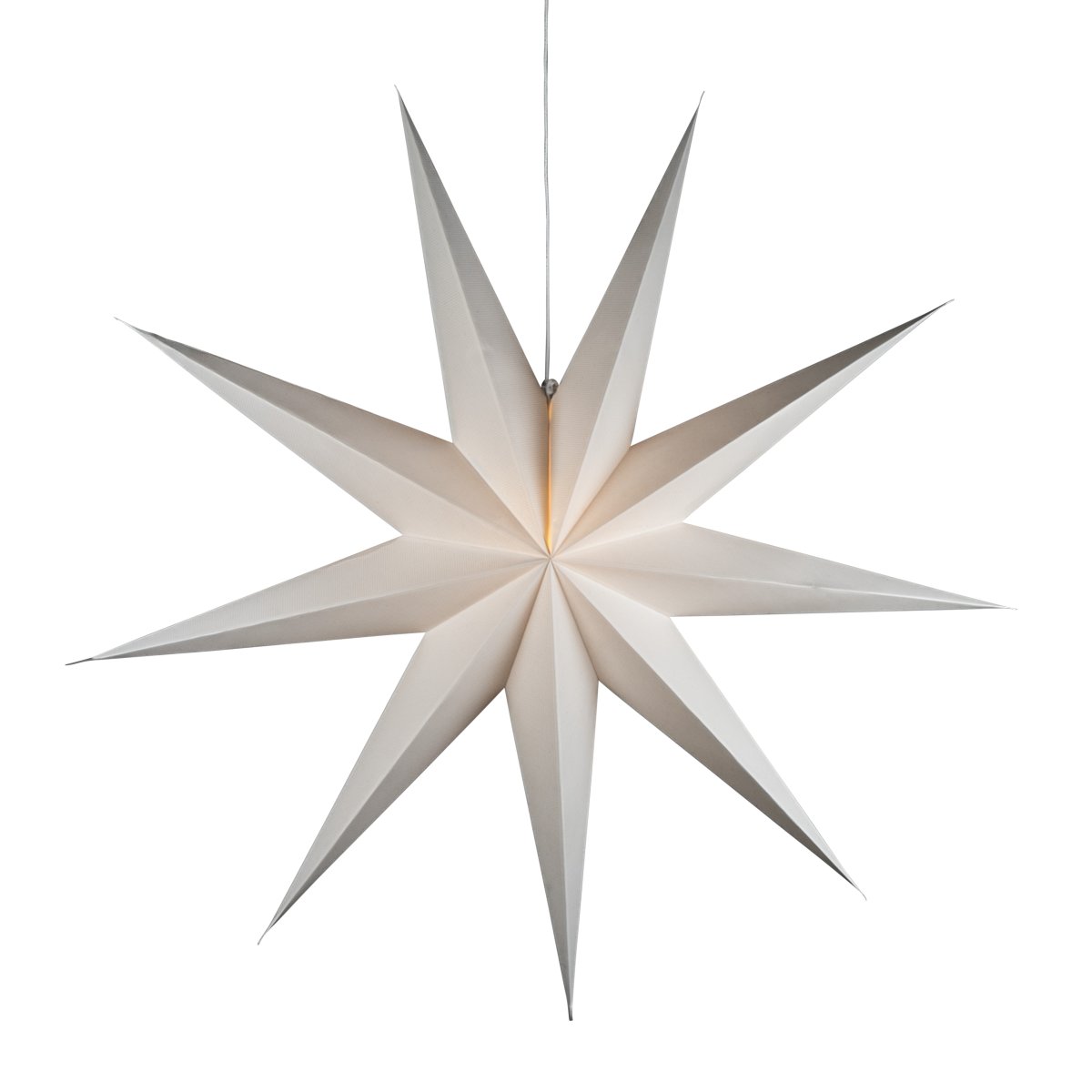 Papieren ster Ø115 Wit Van Konstsmide - Met zijn negen punten en een royale diameter van 115 cm is het een prachtige blikvanger voor het raam of als hanglamp in de kamer.