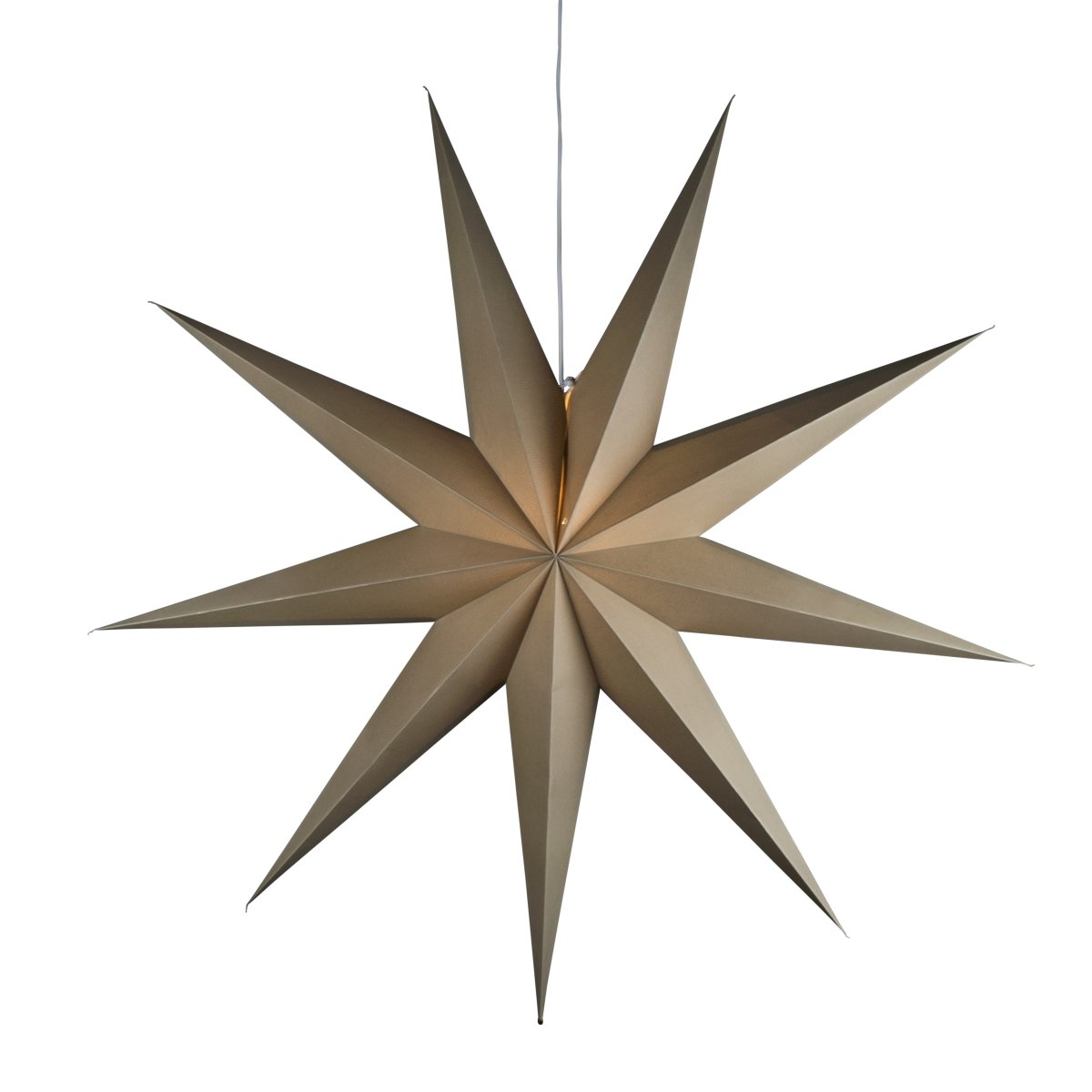 Papieren ster Ø115 Beige Van Konstsmide - Met zijn negen punten en een royale diameter van 115 cm is het een prachtige blikvanger voor het raam of als hanglamp in de kamer.