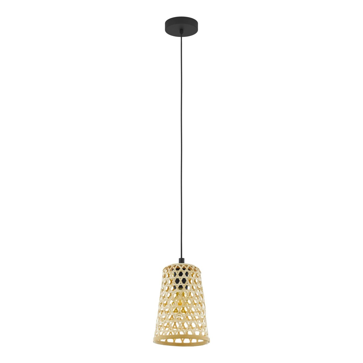 Claverdon Ø18 Hout hanglamp Van Eglo - De decoratieve lampenkap cre&euml;ert een prachtig lichtpatroon wanneer de lamp brandt en draagt bij aan een warme sfeer in de kamer.