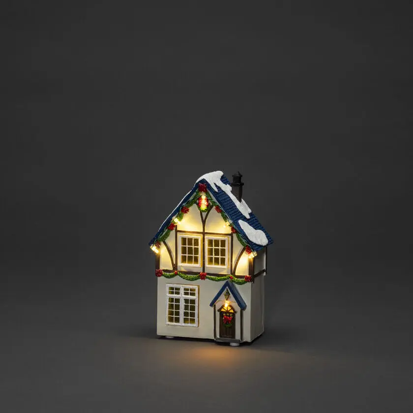 3 Kleine Huisjes Veelkleurig Van Konstsmide - B/O 3 klein; huis, winterhuis met 23 warmwitte LED-lampjes die een sfeervol licht verspreiden.