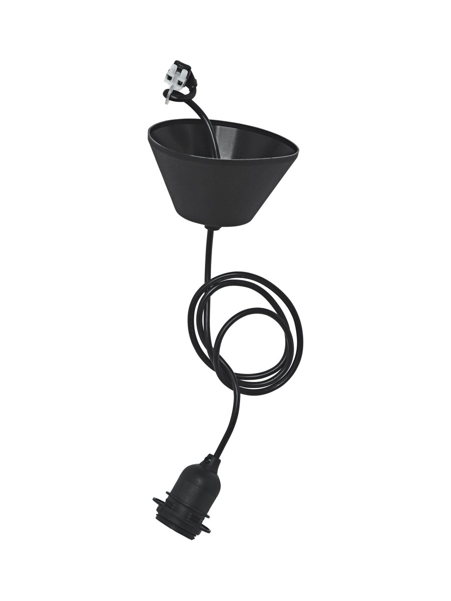 Saigon Ø28 Grijs hanglamp Van PR Home - De plafondlamp wordt geleverd met een zwarte plafondbevestiging voor gebruik binnenshuis.