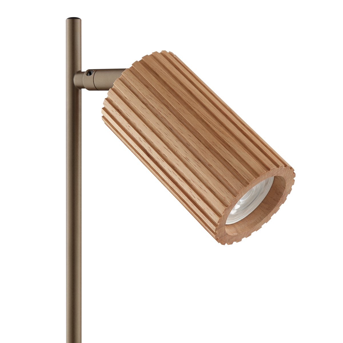 Lakewood 46cm Bruin bureaulamp Van Brilliant - De Lakewood tafellamp combineert bruin metaal met licht, geribbeld hout en creëert een warme en natuurlijke uitstraling.