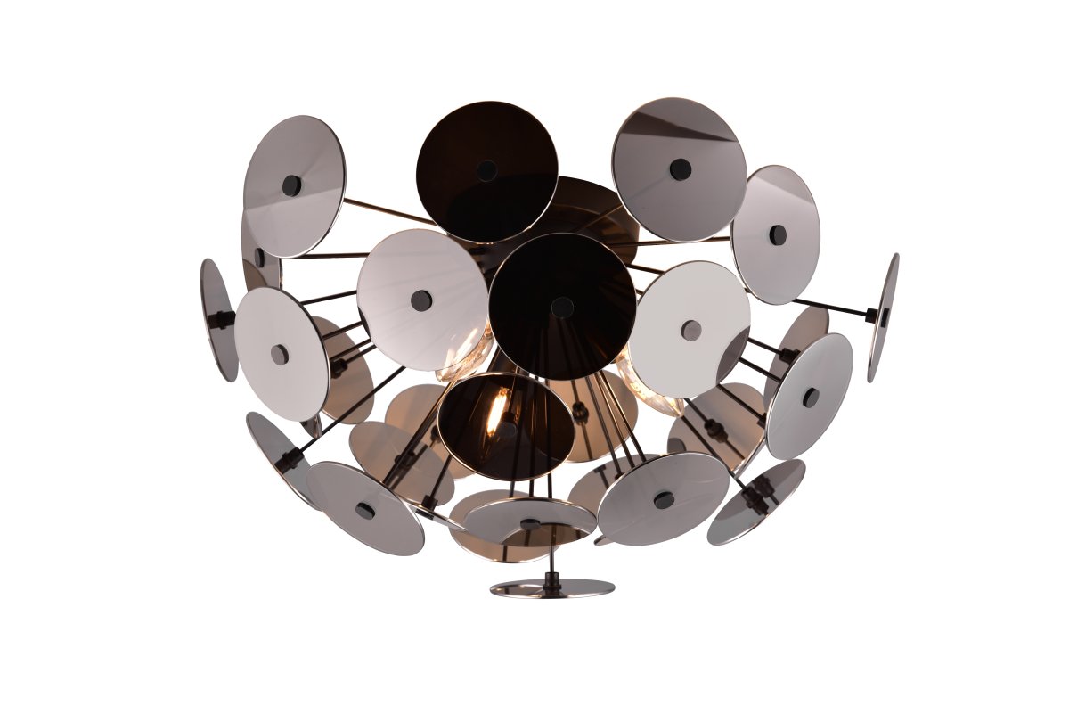 Discalgo Ø54 Zwart plafondlamp Van Trio Lighting - Ge&iuml;nspireerd op een paardenbloem, cre&euml;ert het een fascinerend spel van licht en schaduw wanneer u het aanzet.
