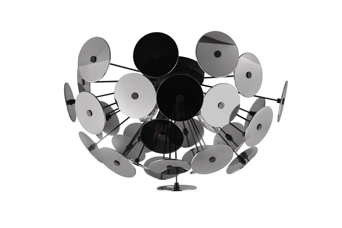 Discalgo Ø54 Zwart plafondlamp Van Trio Lighting - Ge&iuml;nspireerd op een paardenbloem, cre&euml;ert het een fascinerend spel van licht en schaduw wanneer u het aanzet.