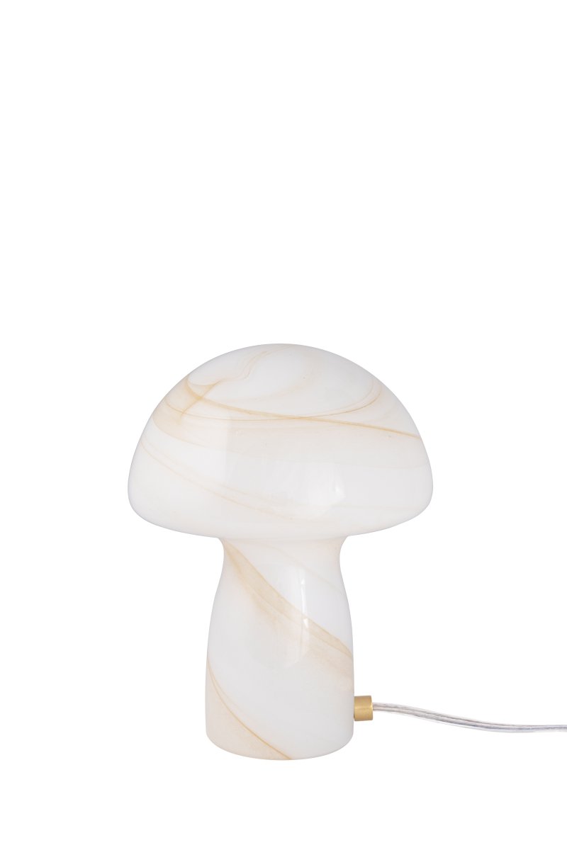 Fungo Swirl 20cm Beige tafellamp Van Globen Lighting - De Fungo paddenstoellamp is een prachtige tafellamp van mondgeblazen glas met een decoratief wervelpatroon.