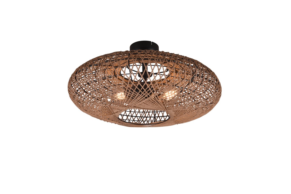 Hedda Ø52 Natuur plafondlamp Van Trio Lighting - De elegante combinatie van sisal en matzwart metaal past perfect bij moderne interieurconcepten en cre&euml;ert een unieke sfeer.