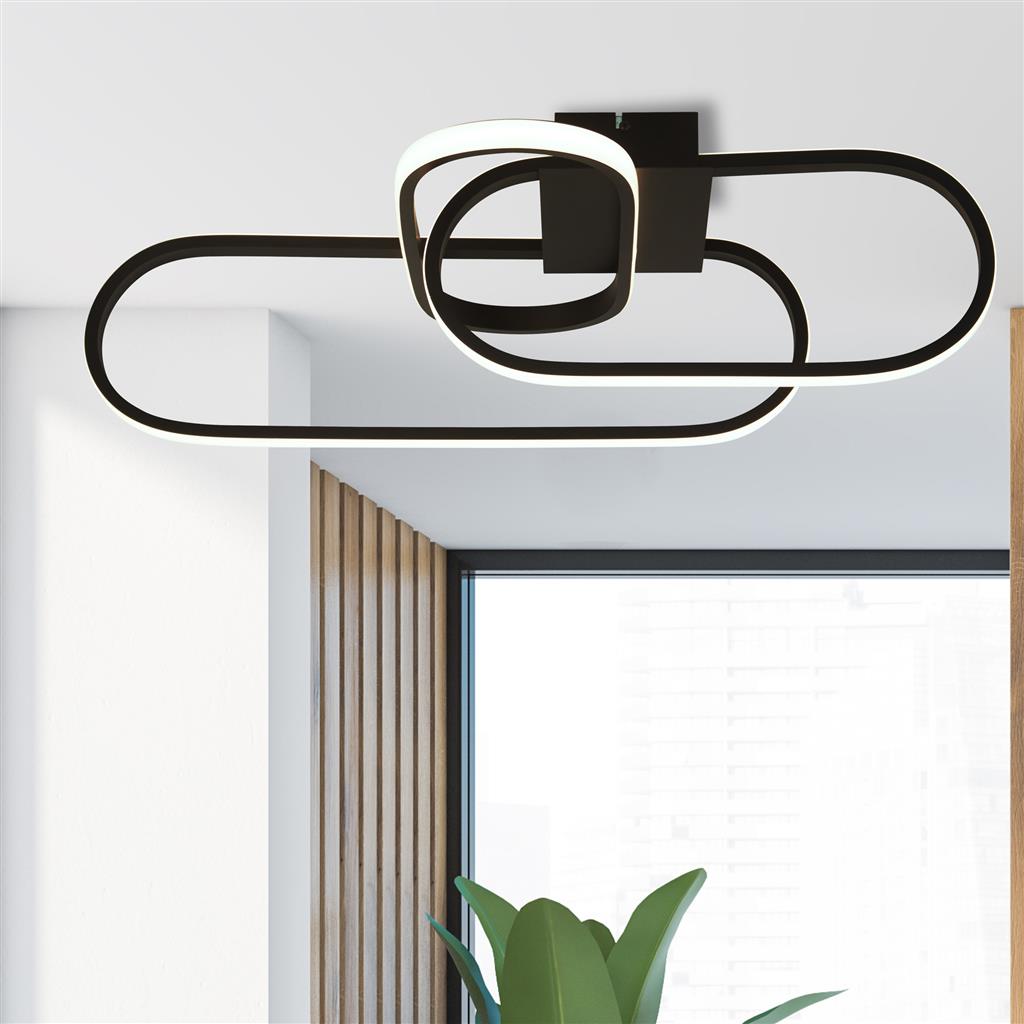 Clip 65cm Zwart plafondlamp Van Searchlight - Het moderne design geeft de kamer karakter en zorgt voor een stijlvolle uitstraling - perfect voor de eetkamer, slaapkamer of hal.
