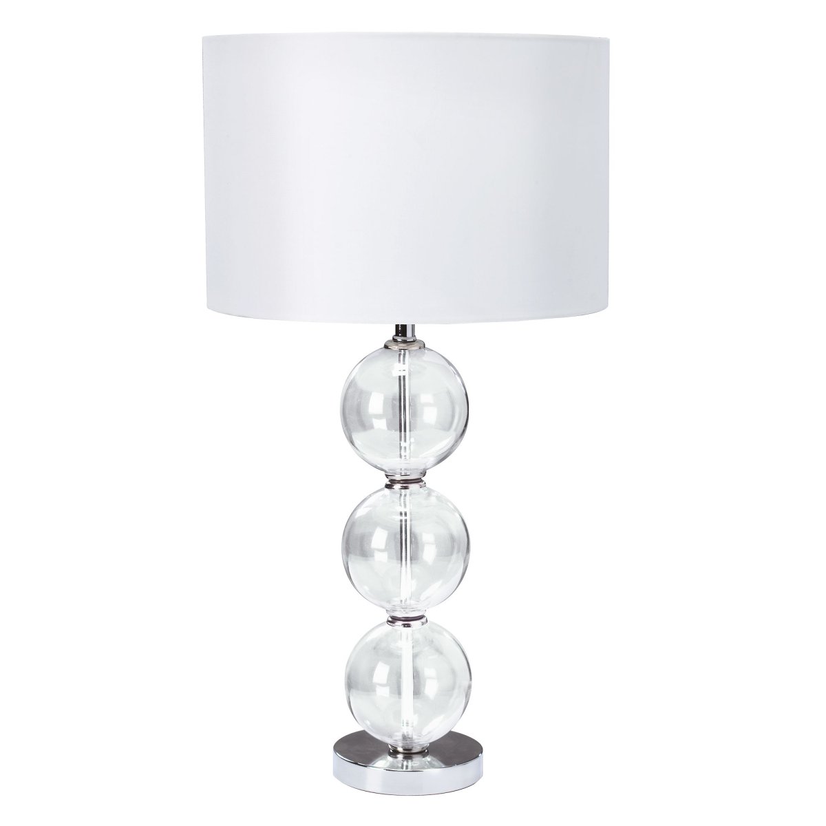 Bliss 58cm Chroom tafellamp Van Searchlight - De witte lampenkap vormt een perfecte aanvulling op de glanzende chromen basis en zorgt voor een zacht, aangenaam licht.