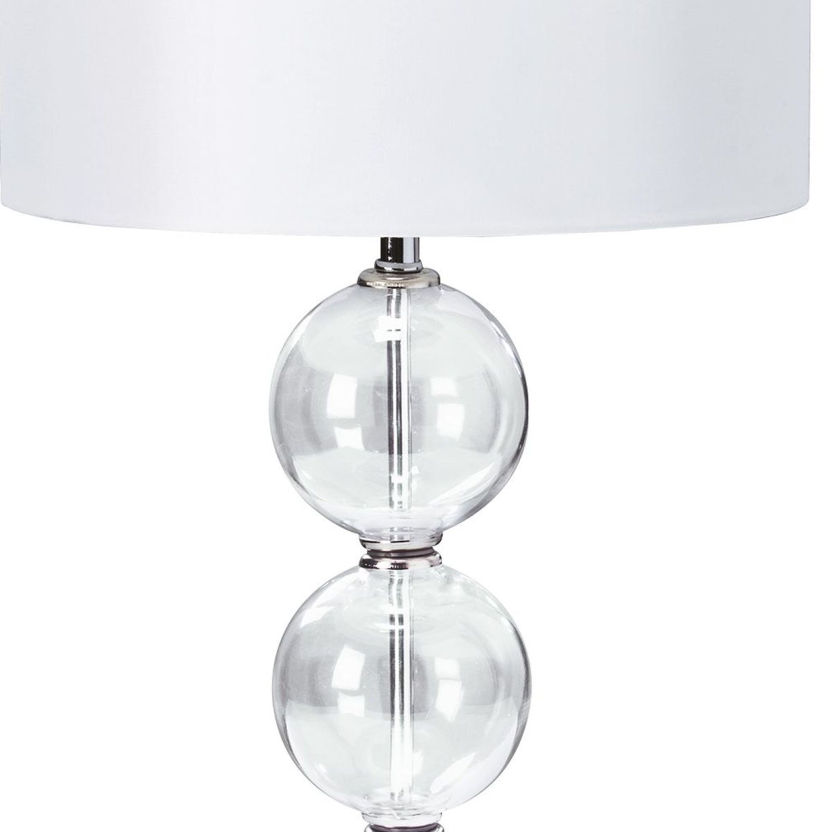 Bliss 58cm Chroom tafellamp Van Searchlight - De witte lampenkap vormt een perfecte aanvulling op de glanzende chromen basis en zorgt voor een zacht, aangenaam licht.