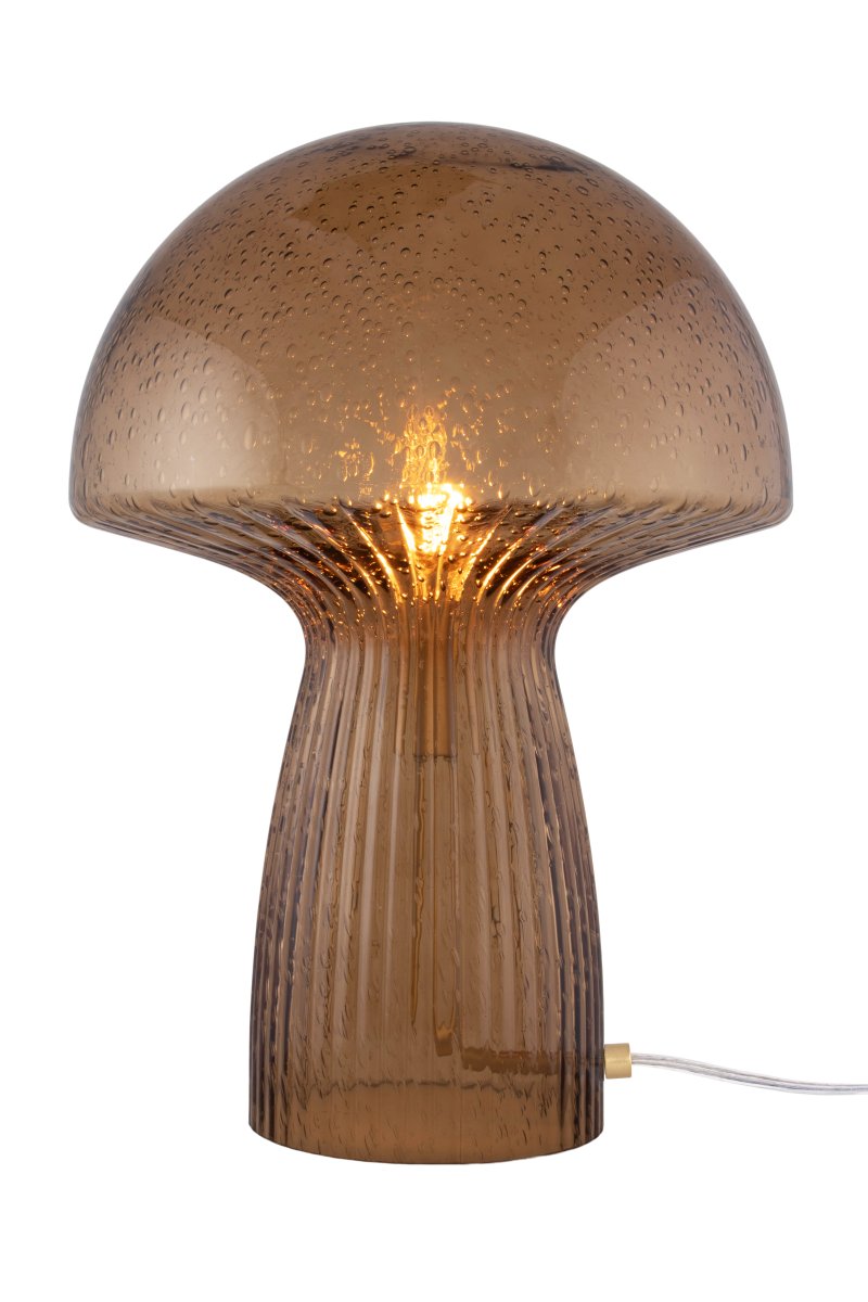 Fungo 42cm Bruin tafellamp Van Globen Lighting - De Fungo paddenstoellamp is een prachtige tafellamp van mondgeblazen glas met gecanneleerde details op de voet.