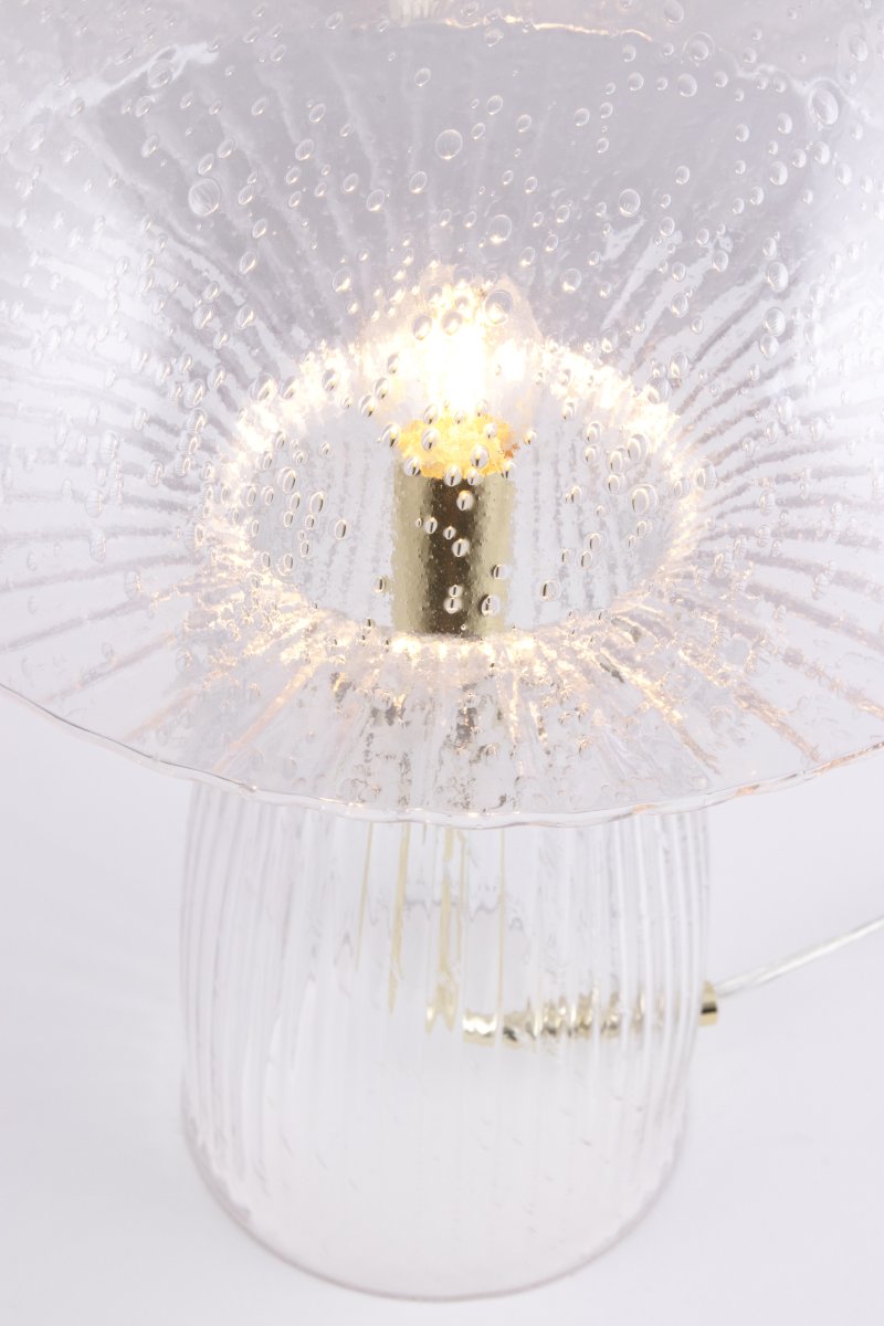 Fungo 42cm Transparant tafellamp Van Globen Lighting - De Fungo paddenstoellamp is een prachtige tafellamp van mondgeblazen glas met gecanneleerde details op de voet.
