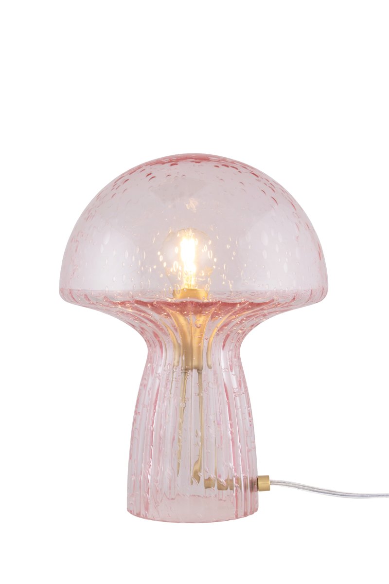Fungo 30cm Roze tafellamp Van Globen Lighting - De Fungo paddenstoellamp is een prachtige tafellamp van mondgeblazen glas met gecanneleerde details op de voet.