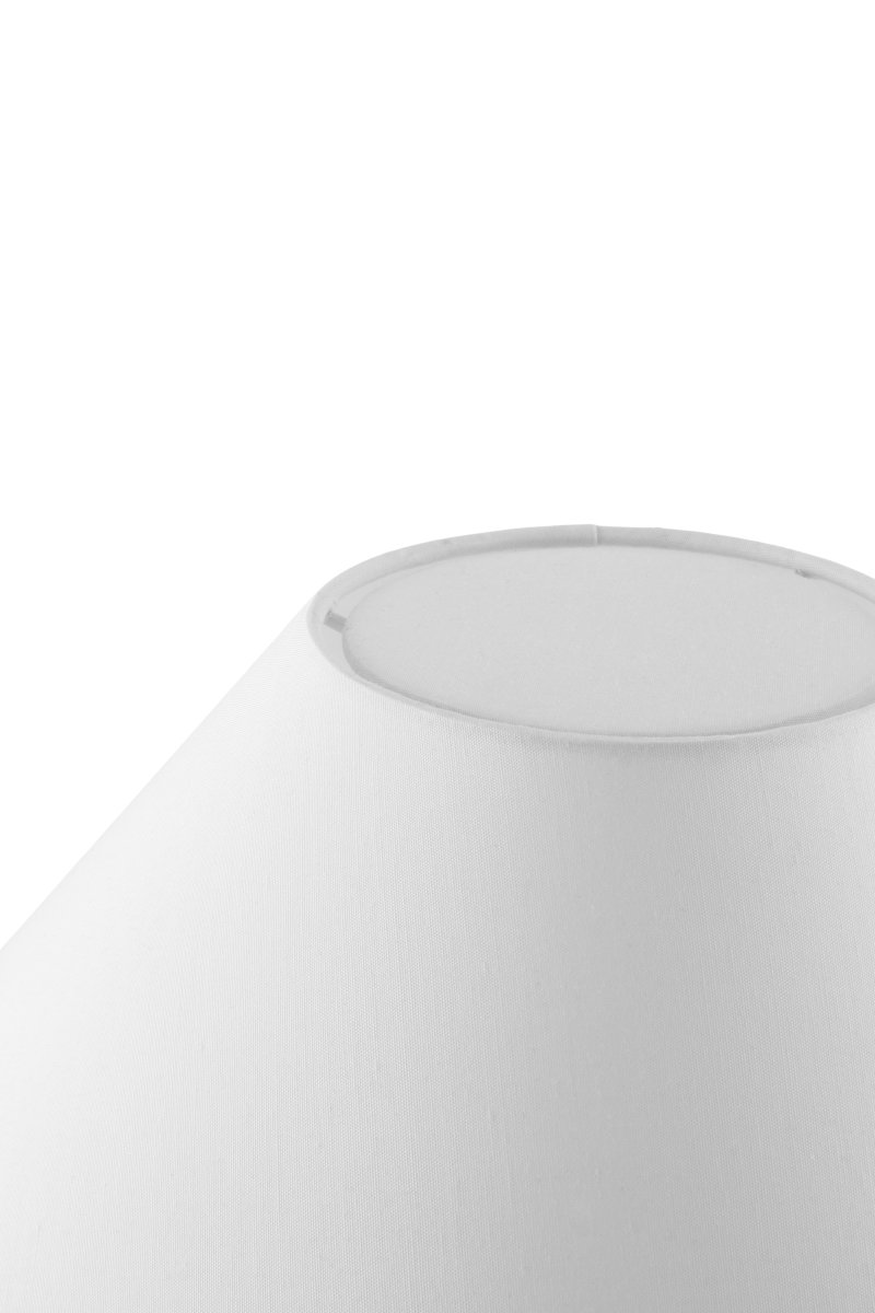 Iris 40cm Wit tafellamp Van Globen Lighting - De lamp heeft een bijpassende katoenen lampenkap met een droge bovenkant die ton-sur-ton past bij de lampvoet.
