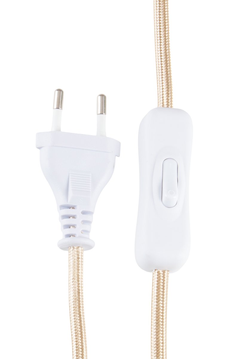 Iris 40cm Wit tafellamp Van Globen Lighting - De lamp heeft een bijpassende katoenen lampenkap met een droge bovenkant die ton-sur-ton past bij de lampvoet.