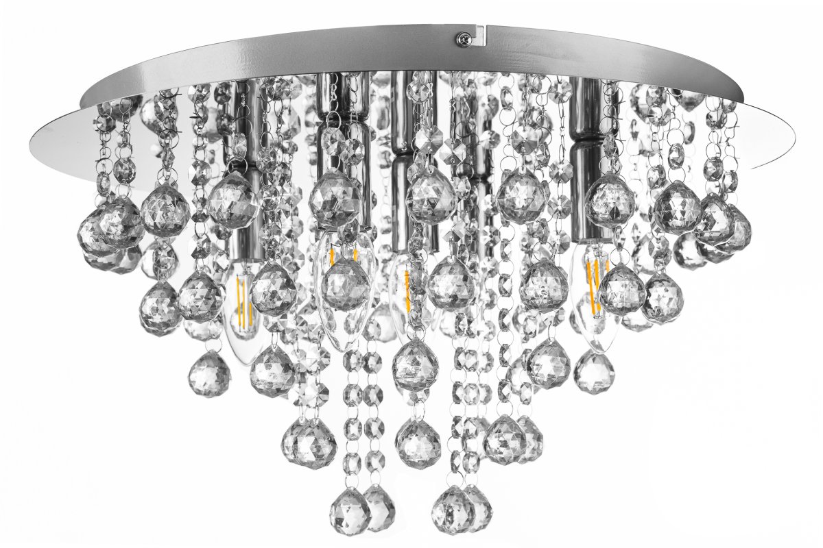 London Ø46 Chroom plafondlamp Van Globo Lighting - London &auml;r en elegant plafond i krom med dekorativa prismor.
