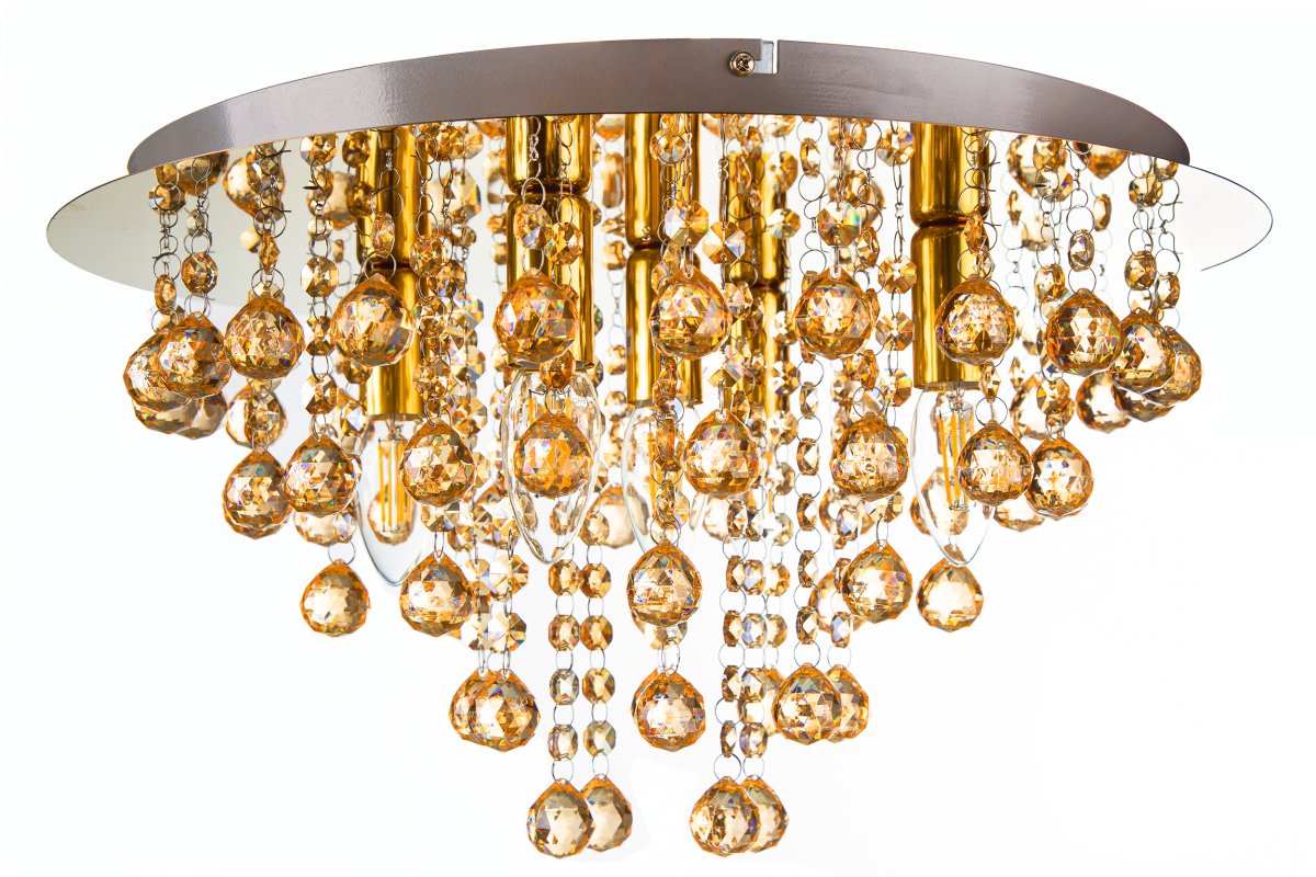 London Ø46 Goud plafondlamp Van Globo Lighting - London &auml;r en elegant plafond i guld med dekorativa prismor.
