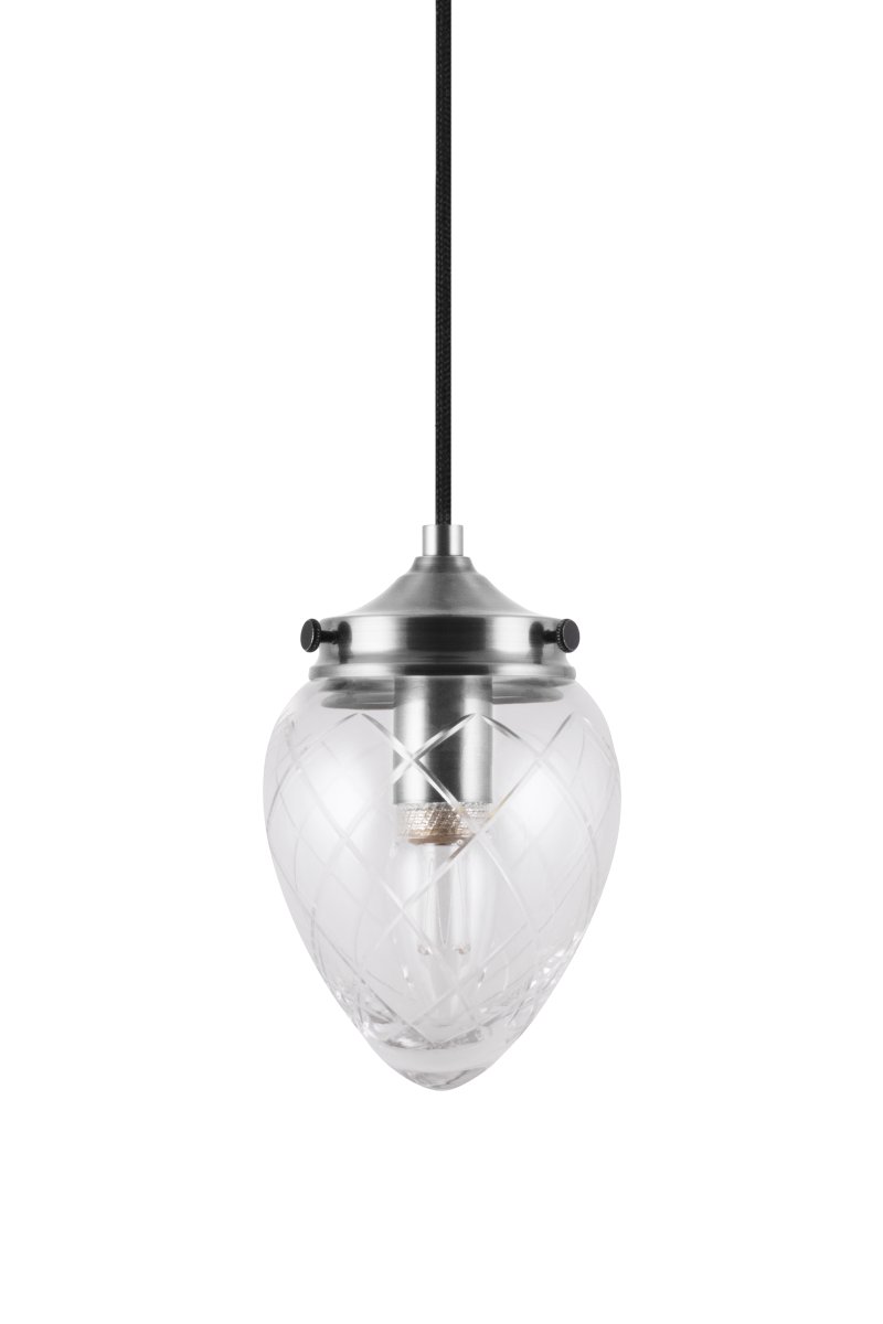 Juni Ø10 Antiek staal/transparant raamlamp Van Globen Lighting - Juni met zijn prachtige geslepen glas en metalen kap voert je terug in de tijd naar het begin van de 20e eeuw.