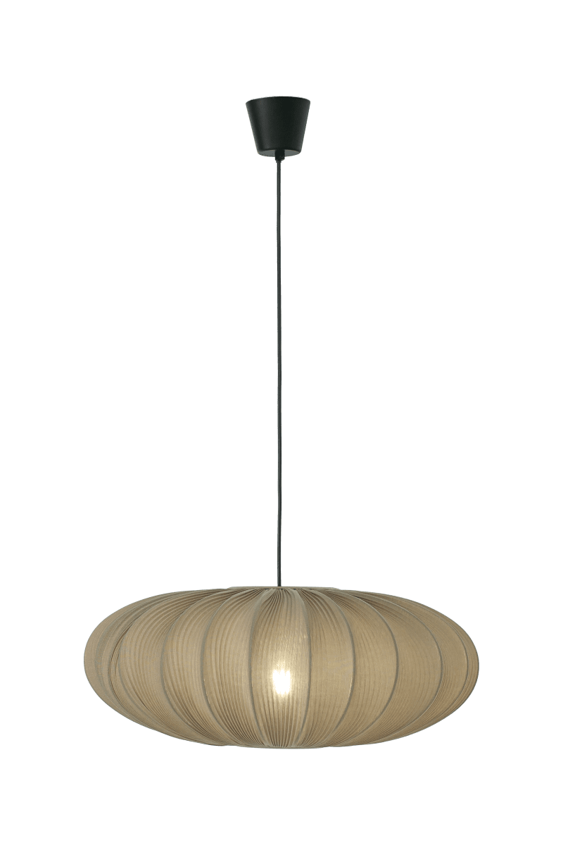 Mamsell Ø55 Grijs hanglamp Van Aneta Lighting - De Mamsell plafondlamp is bekleed met fijn geplooide stretchstof die zorgt voor een aangenaam, licht gedempt licht.