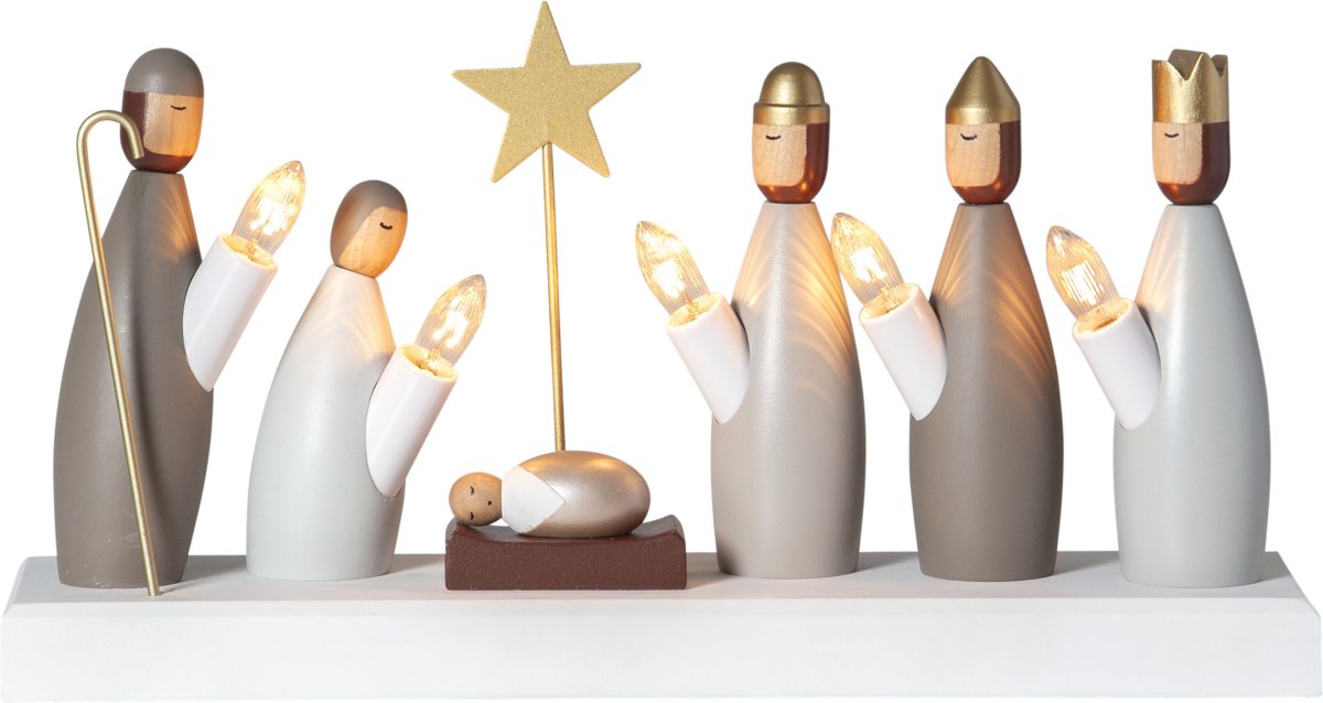 Nativity Candelabra Multifunctioneel Van Star Trading - Zet het op een dressoir of voor het raam om een gezellige kerstsfeer in huis te cre&euml;ren.