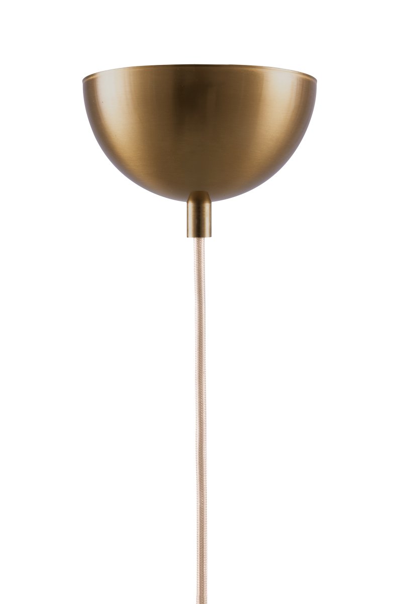 Iris Ø50 Bruin hanglamp Van Globen Lighting - Iris is een elegante hanglamp van ijzer met een messing afwerking en een handgemaakte textielen kap van bruin katoen.