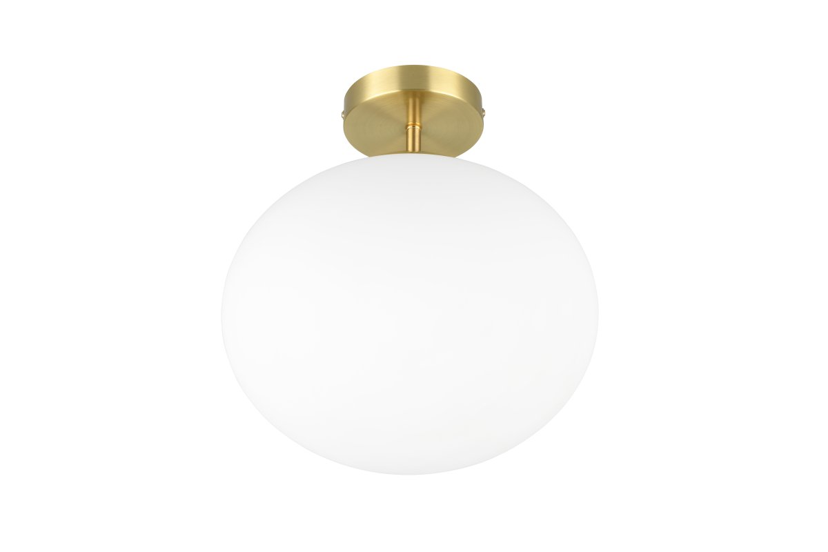 Fomento Ø30 Mat messing plafondlamp Van Trio Lighting - De combinatie van mat messing en wit glas cre&euml;ert een gevoel van luxe en verfijning.