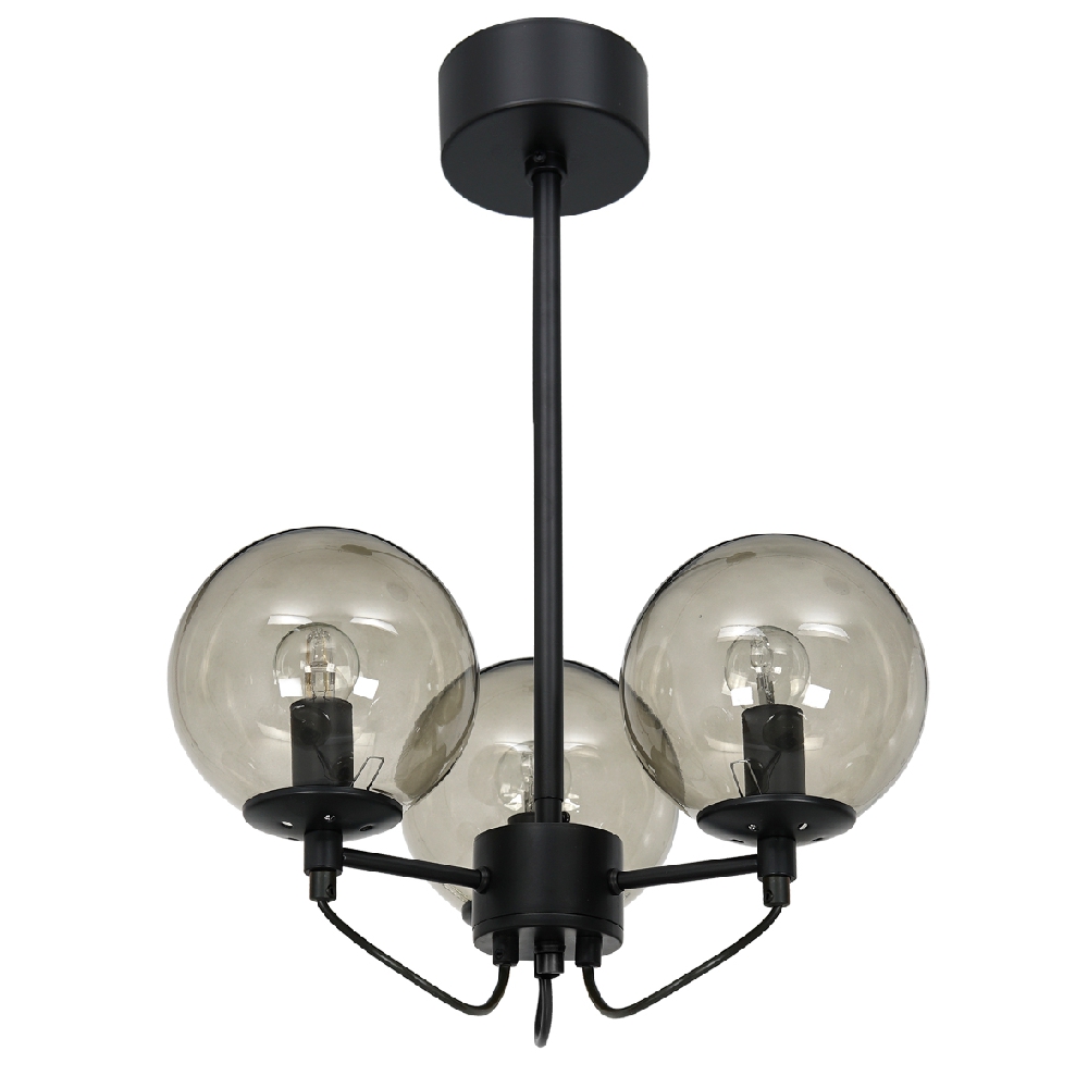 Perla 3 Ø37 Zwart plafondlamp Van Hallbergs - In combinatie met de zwarte metalen details is de lamp een gegarandeerde blikvanger in uw interieur!