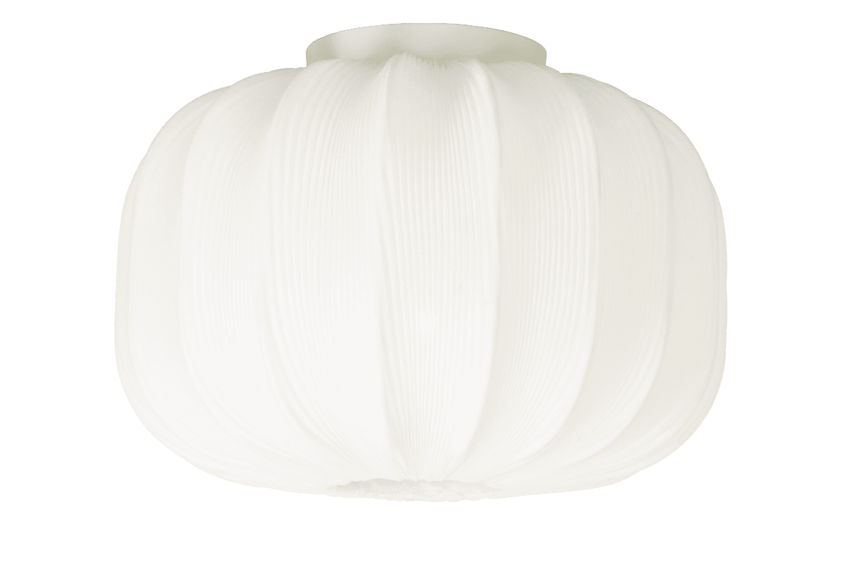 Madame Ø33 Wit plafondlamp Van Aneta Lighting - Madame plafondlamp met decoratieve, geplooide textielen kap in het wit.