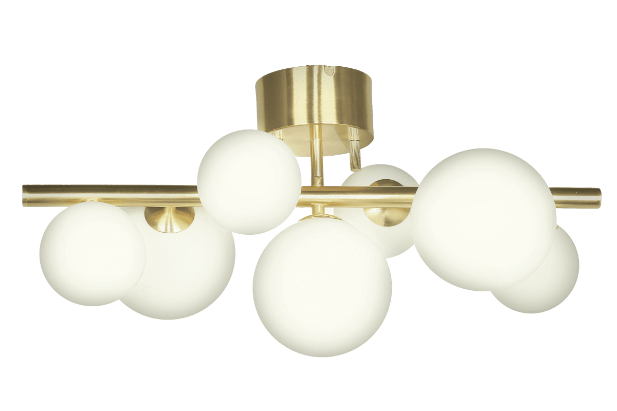 Molekyl 58cm Mat messing plafondlamp Van Aneta Lighting - De kap is voorzien van een aansluitblok, waarop een lampstekker kan worden gemonteerd.