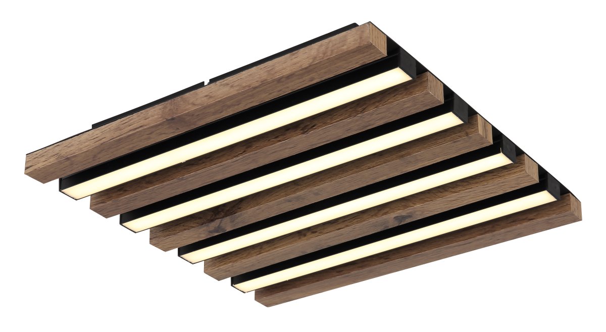 Hayden 45cm Hout plafondlamp Van Globo Lighting - Den kvadratiska plafonden Hayden &ouml;vertalar med sin moderna akustikpanel-look och bidrar med en h&auml;rlig ljusspridning i rummet.