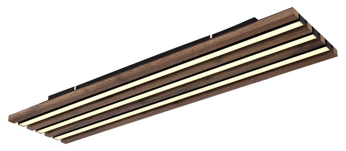Hayden 80cm Hout plafondlamp Van Globo Lighting - Den rektangul&auml;ra plafonden Hayden &ouml;vertalar med sin moderna akustikpanel-look och bidrar med en h&auml;rlig ljusspridning i rummet.