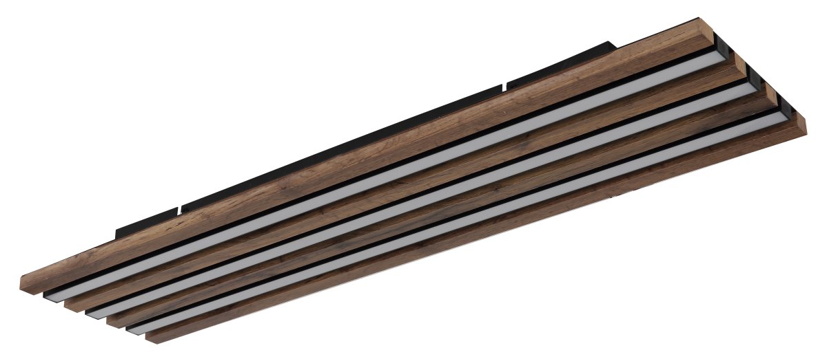 Hayden 80cm Hout plafondlamp Van Globo Lighting - Den rektangul&auml;ra plafonden Hayden &ouml;vertalar med sin moderna akustikpanel-look och bidrar med en h&auml;rlig ljusspridning i rummet.