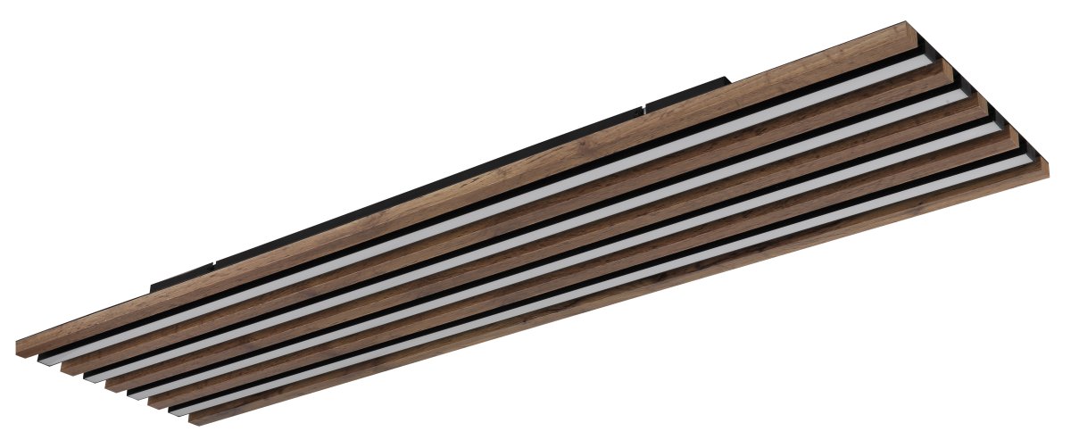 Hayden 120cm Hout plafondlamp Van Globo Lighting - Den rektangul&auml;ra plafonden Hayden &ouml;vertalar med sin moderna akustikpanel-look och bidrar med en h&auml;rlig ljusspridning i rummet.