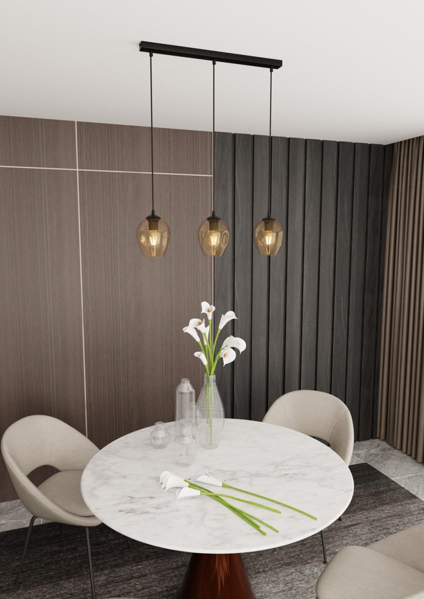 Istar 70cm Amber hanglamp Van Emibig Lighting - De minimalistische stijl is in lijn met de laatste trends, maar behoudt toch een tijdloze elegantie.