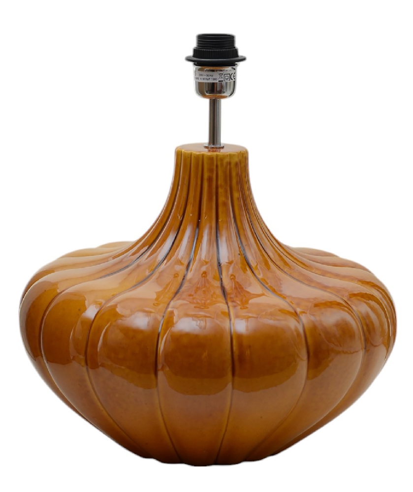 Harmony 40cm Mörkgul lampenvoet Van Hallbergs - Harmony lampfot &auml;r en dekorativ lampfot i keramik med en mjuk, rundad form och vackert r&auml;fflad struktur.