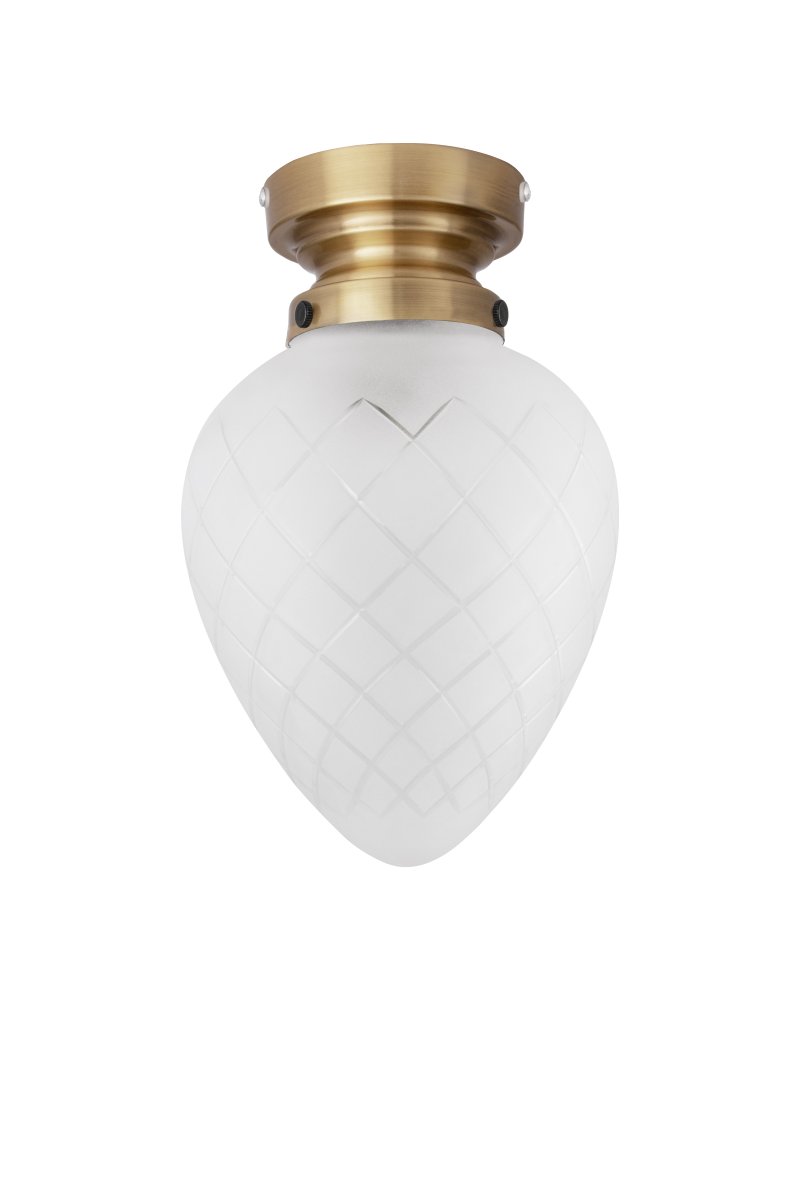 Juni Ø20 Antiek messing/wit badkamerlamp Van Globen Lighting - Juni met zijn prachtige geslepen glas en metalen kap neemt je mee terug in de tijd naar het begin van de 20e eeuw.