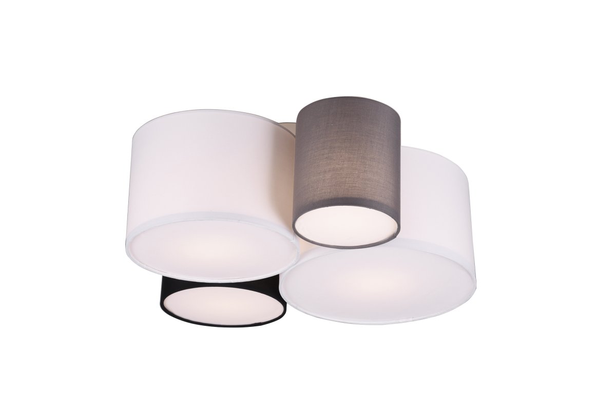 Hotel 50cm Veelkleurig plafondlamp Van Trio Lighting - De HOTEL plafondlamp met zijn vier lichtbronnen komt bijzonder goed tot zijn recht in woon- en slaapkamers, waar hij harmonieuze lichtaccenten cre&euml;ert en een gezellige uitstraling geeft.